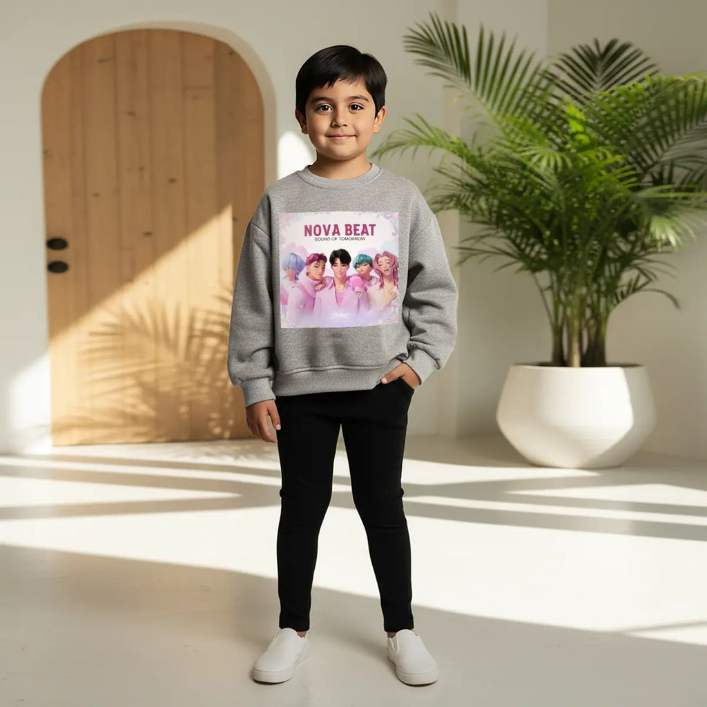 Boys Grey Nova-Beat Graphics Crew Neck Sweatshirt Sweatshirts & Hoodies Grey 1-2 Y