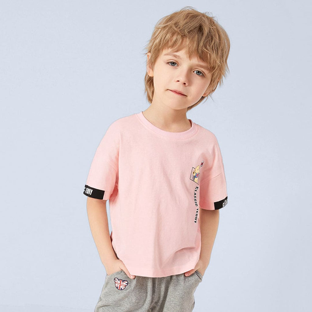 Boys Short Sleeve Graphic T-Shirt Tshirts Pink 1-2 Y 