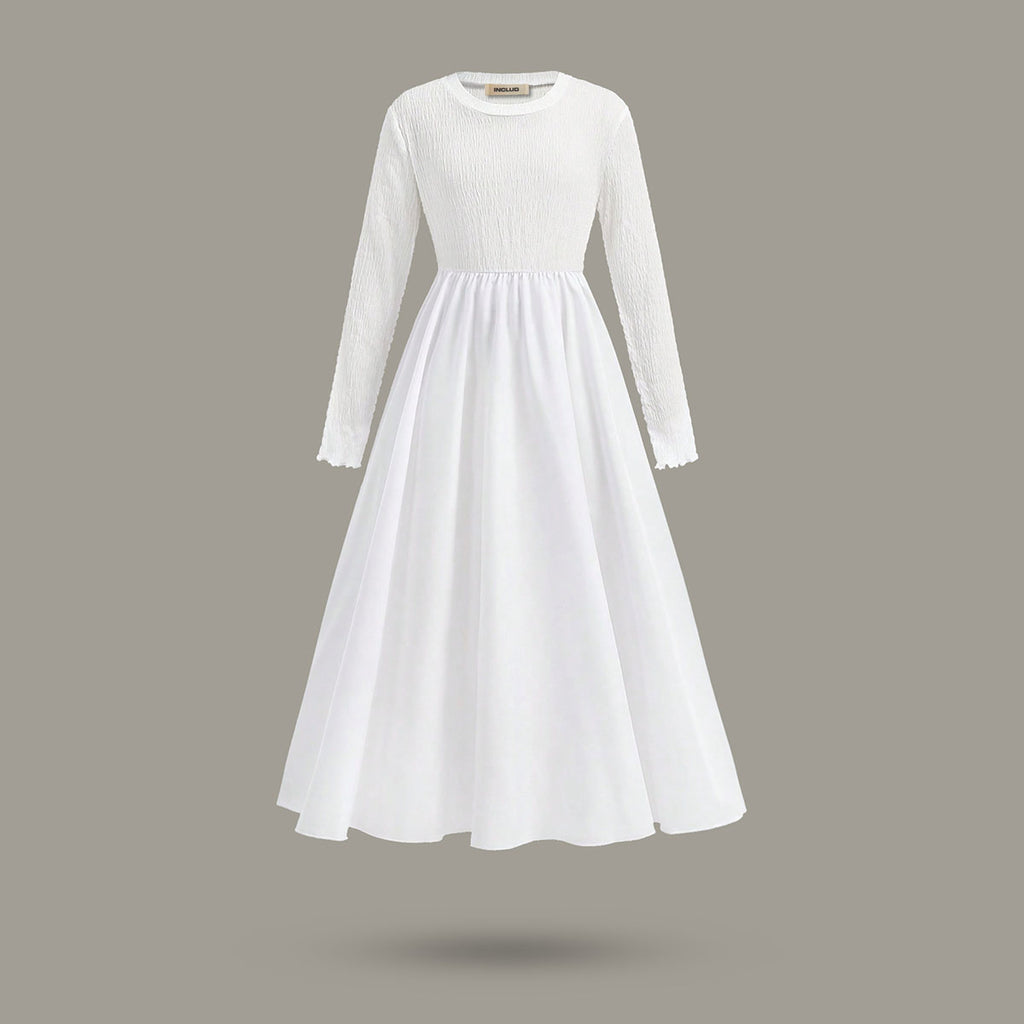 Girls White Textured Maxi Dress Casual Dresses White 7-8 Y