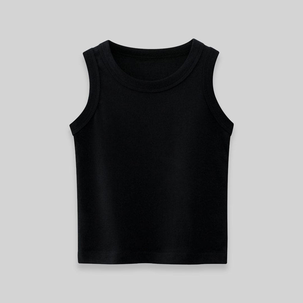 Boys Solid Sleeveless Tank Vests Tshirts Black 1-2 Y 