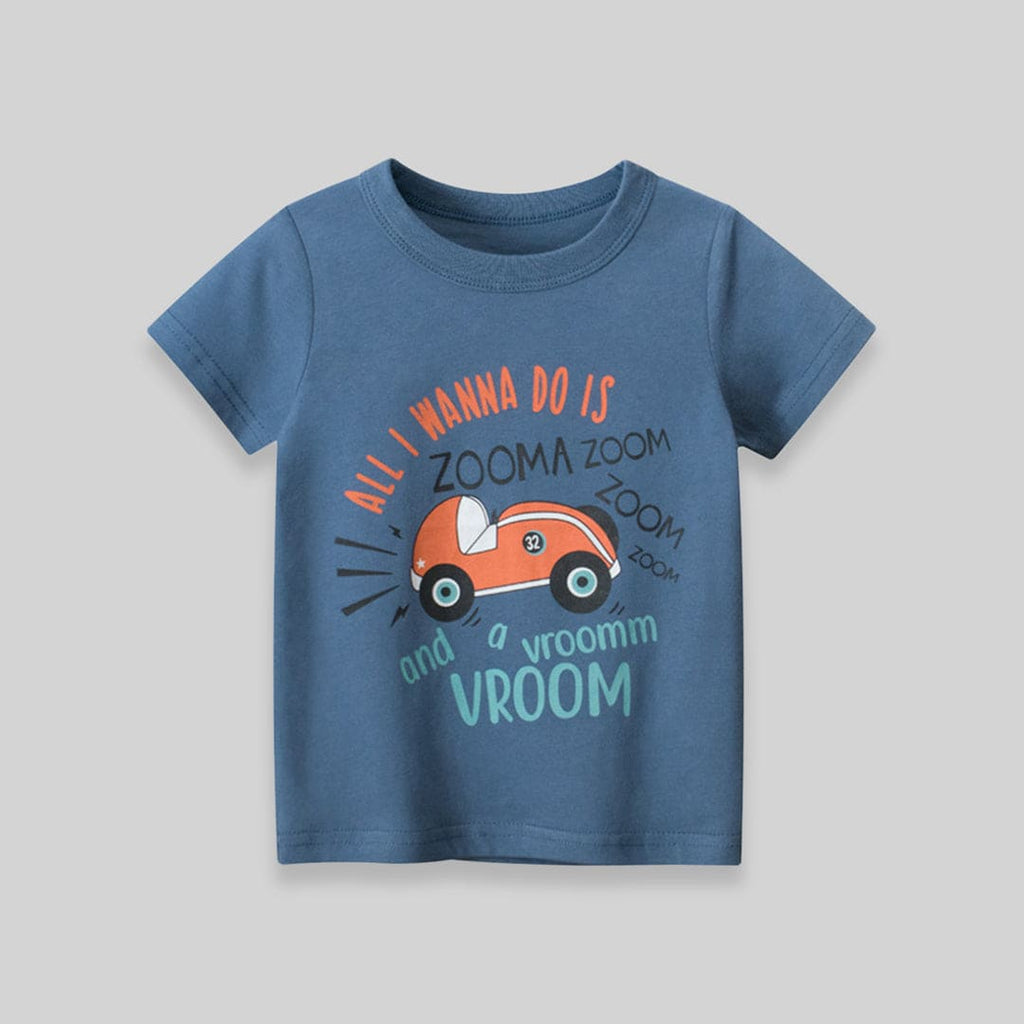 Short Sleeve Tshirt With Car print Tshirts Blue 1-2 Y 