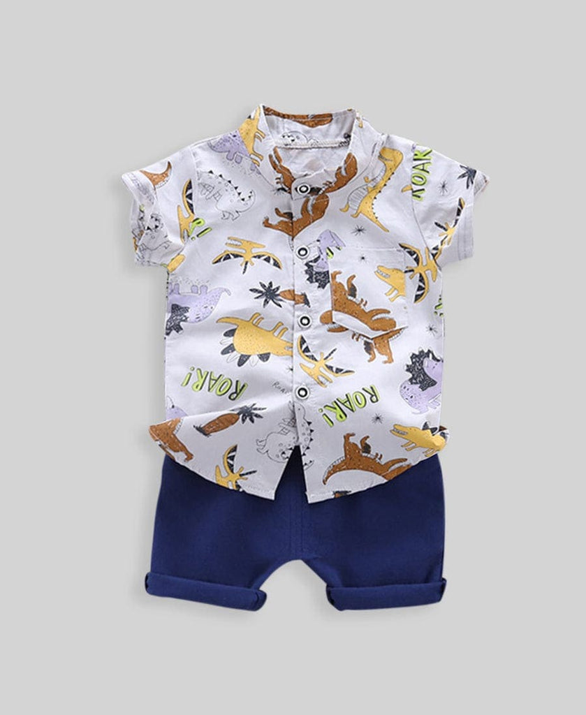 Boys Light Grey 2 Piece Set with Dinosaur Theme Sets Style 1 1-2 Y 