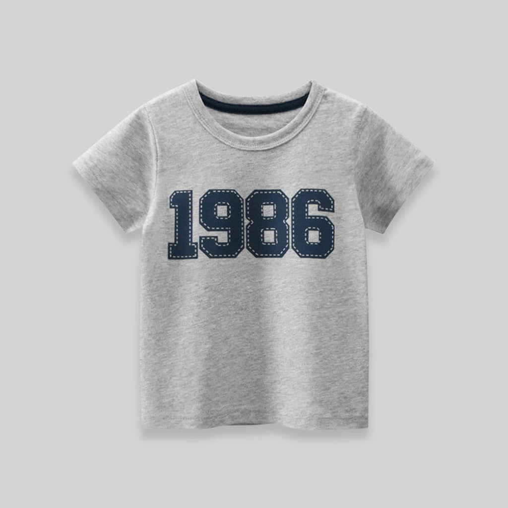 Numerical Print Tshirt Tshirts Grey 1-2 Y 