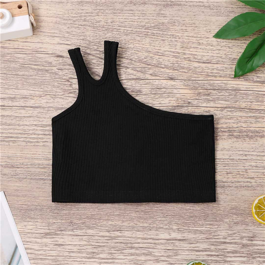 Girls One-Shoulder Crop Top Tops Black 1-2 Y 