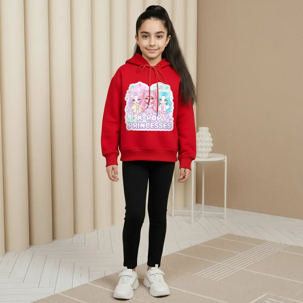 Girls Red K-Pop Princesses Graphics Hoodie Sweatshirts & Hoodies Red 1-2 Y