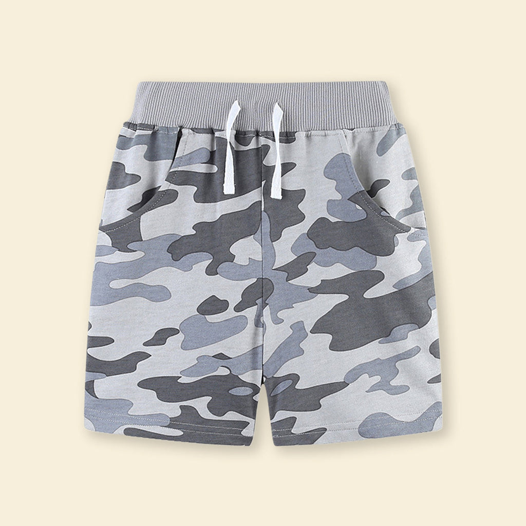 Boys Camouflage Print Regular Shorts Shorts Grey 1-2 Y 