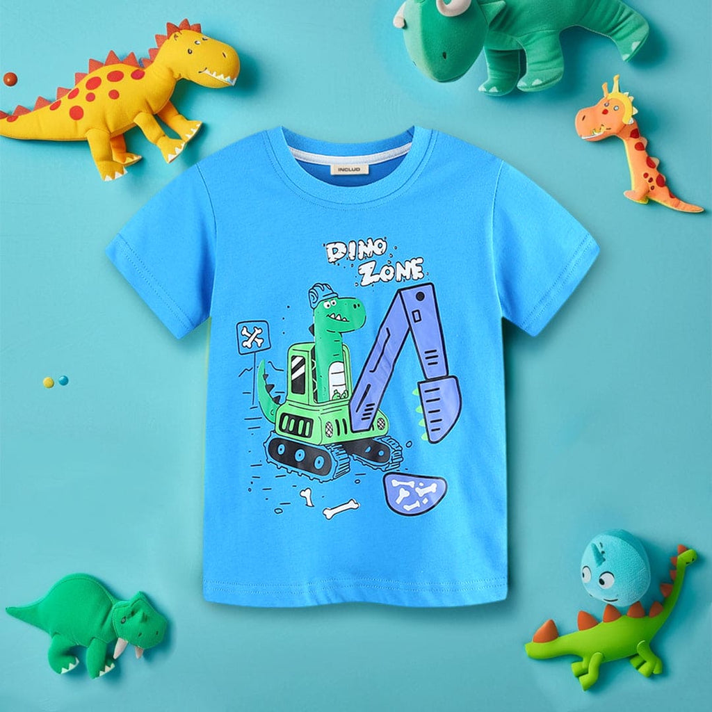 Boys Short Sleeve Dino Graphic T-Shirt Tshirts Royal Blue 1-2 Y 