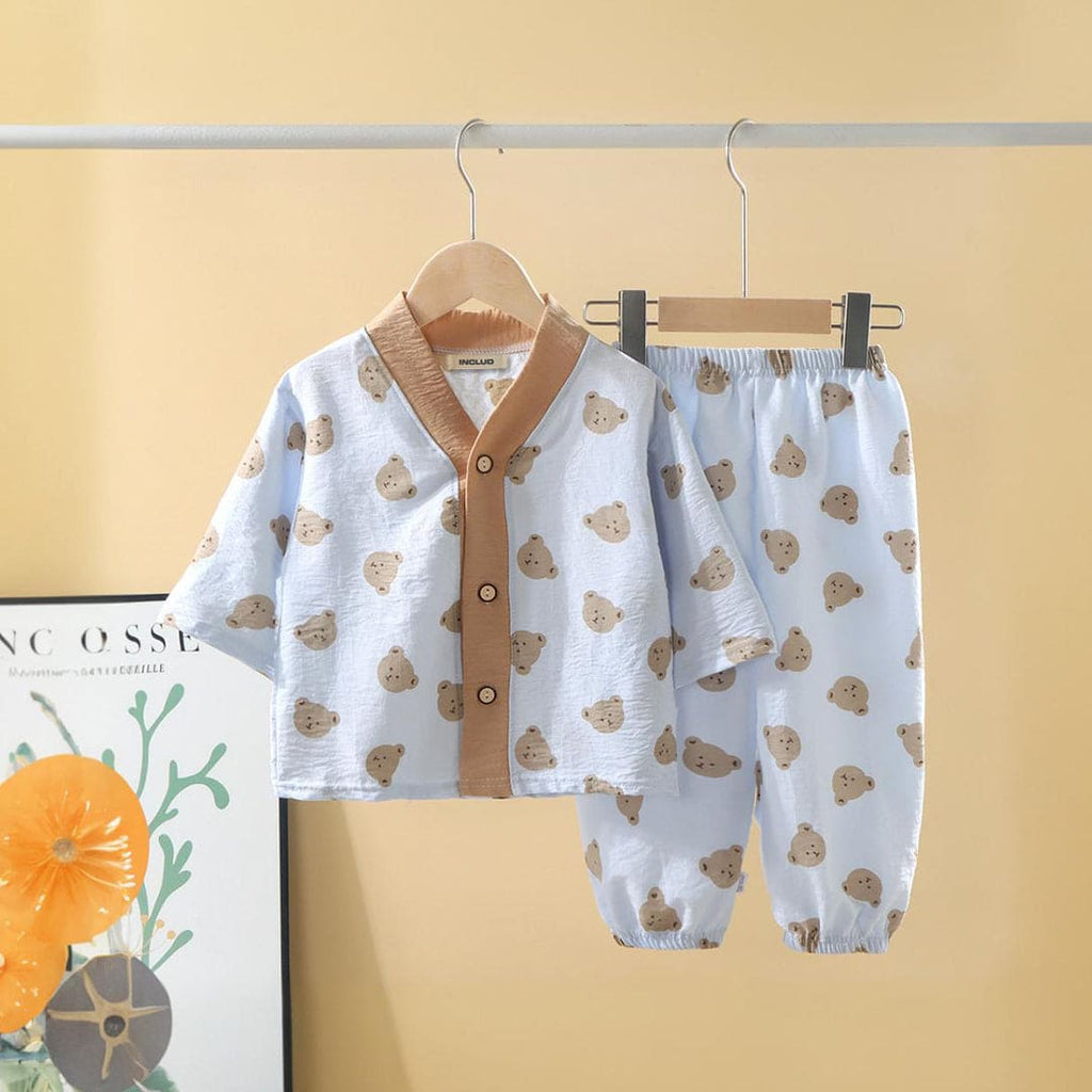 Boys Short Sleeve Printed Shirt With Pants Set 2 pc. Sets Blue 1-2 Y 