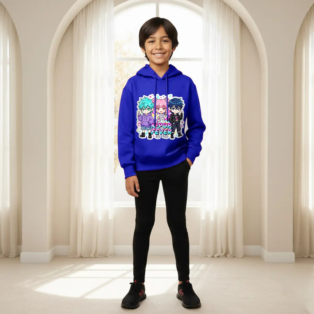 Boys Royal Blue K-POP Fever Graphics Hoodies Sweatshirts & Hoodies Royal Blue 1-2 Y