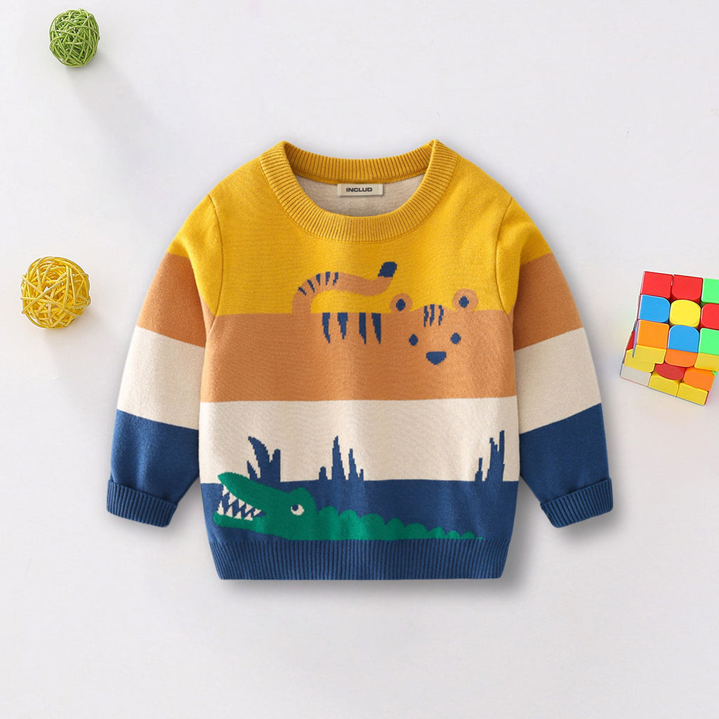 Boys Multicolor Stripes Regular Sweater Sweaters & Cardigans Multicolor 2-3 Y
