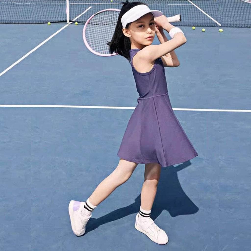 Girls Sleeveless Elasticated Sports Vest Dress Casual Dresses Blue 4-5 Y 