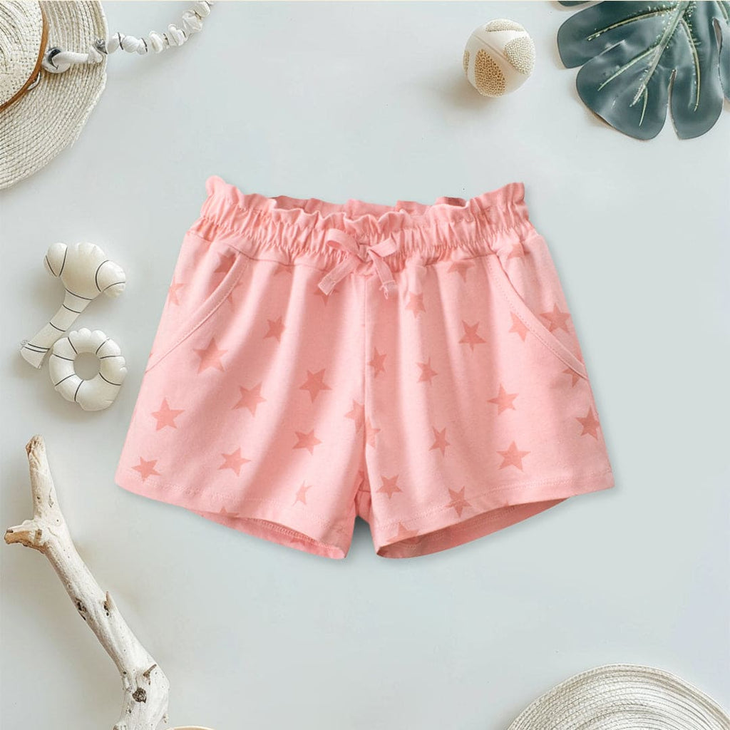 Girls Star Print Regular Shorts Shorts Pink 1-2 Y 