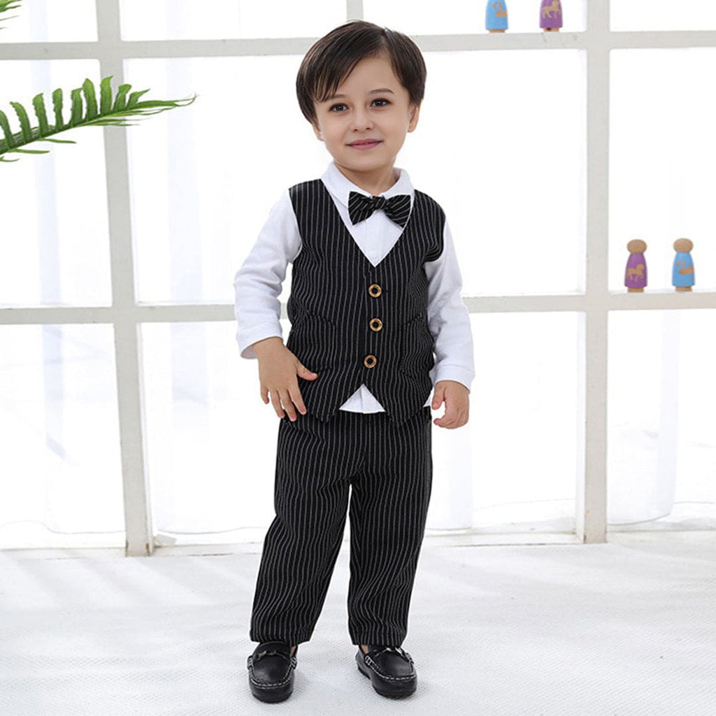 Boys Long Sleeve Jacket Mock Shirt With Trousers Set 2 pc. Sets Black 1-2 Y 