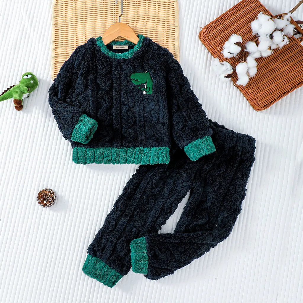 Boys Navy Blue Embroidered Sweatshirt With Elasticated Pants Sets 2 pc. Sets Navy Blue 3-4 Y