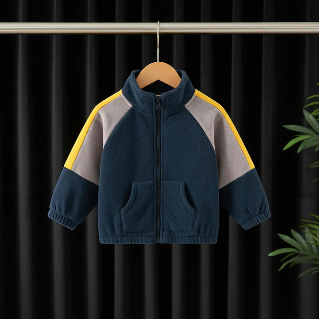 Boys Multicolor Colorblocked Fleece Zip-up Jacket Coats & Jackets Multicolor 1-2 Y