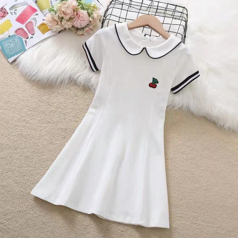 Girls Peter Pan Collar A-line Dress Casual Dresses White 13-14 Y