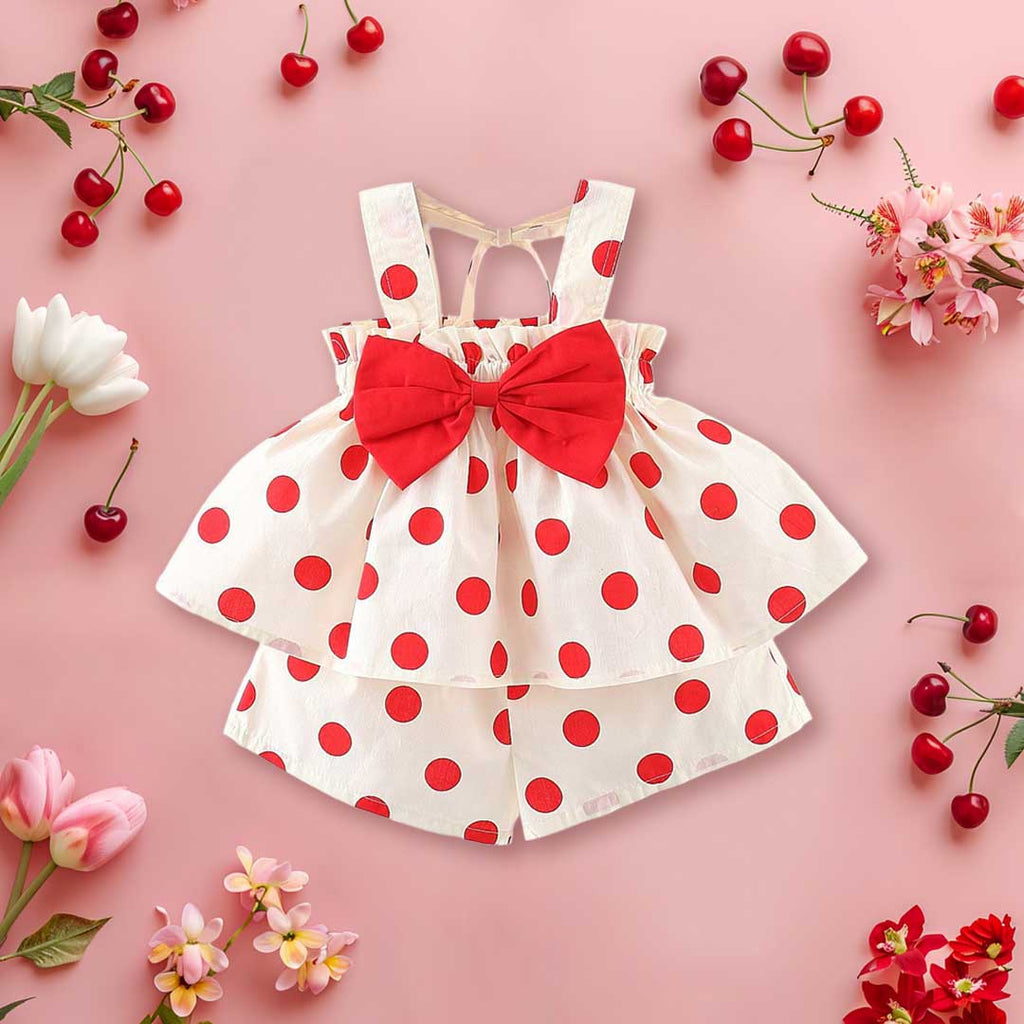 Girls Floral Printed Top With Bow & Shorts Set 2 pc. Sets Red 1-2 Y 