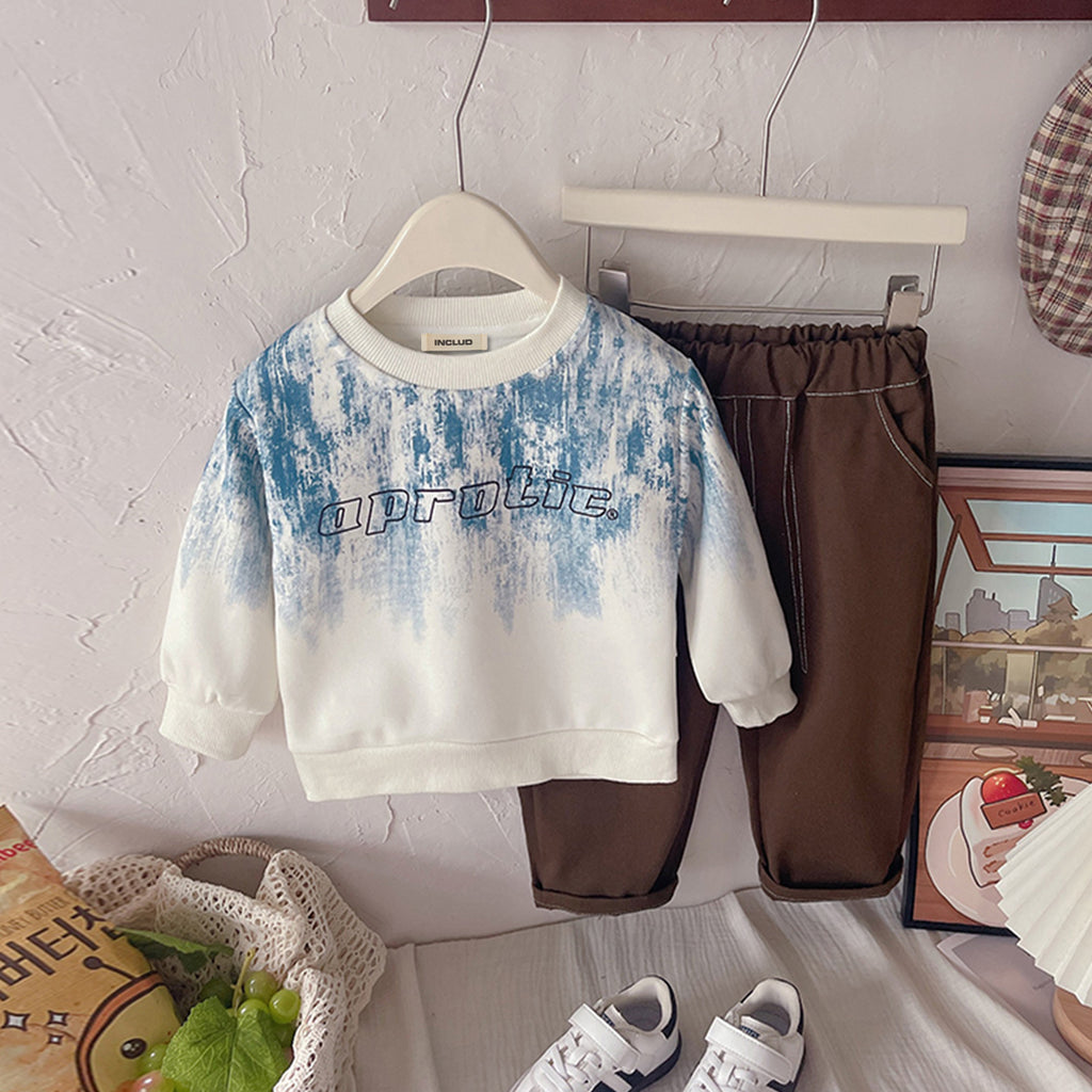 Boys Off White Abstract Printed Sweatshirt With Pants Set 2 pc. Sets Off White 1-2 Y