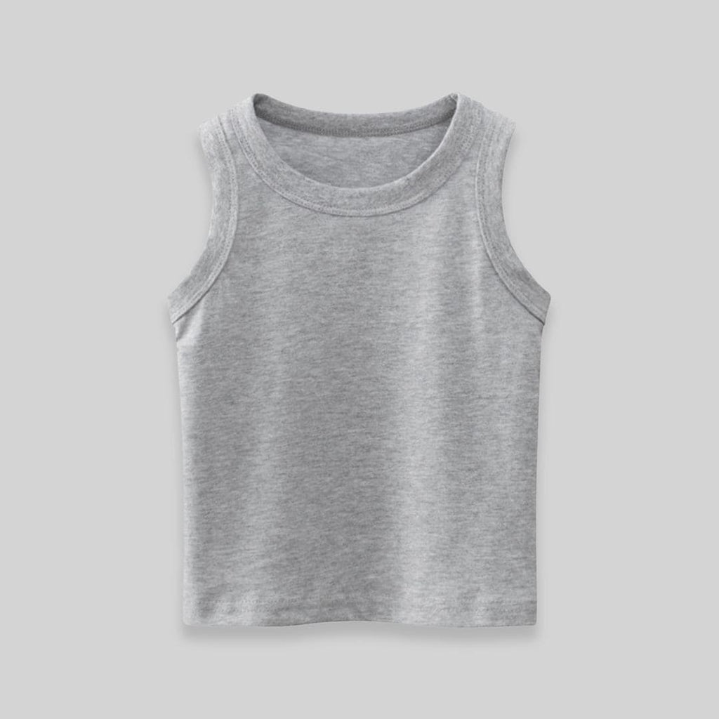 Boys Solid Sleeveless Tank Vests Tshirts Grey 1-2 Y 