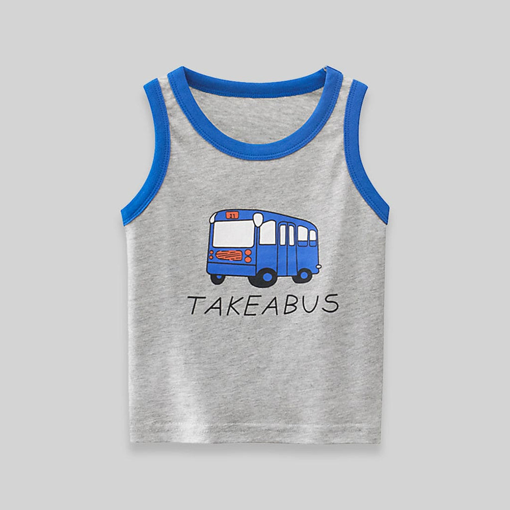 Boys Printed Sleeveless Tank Vests Tshirts Grey 1-2 Y 