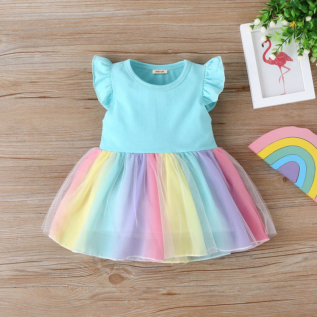 Girls Unicorn Tulle Casual Dress Casual Dresses Light Blue 1-2 Y 