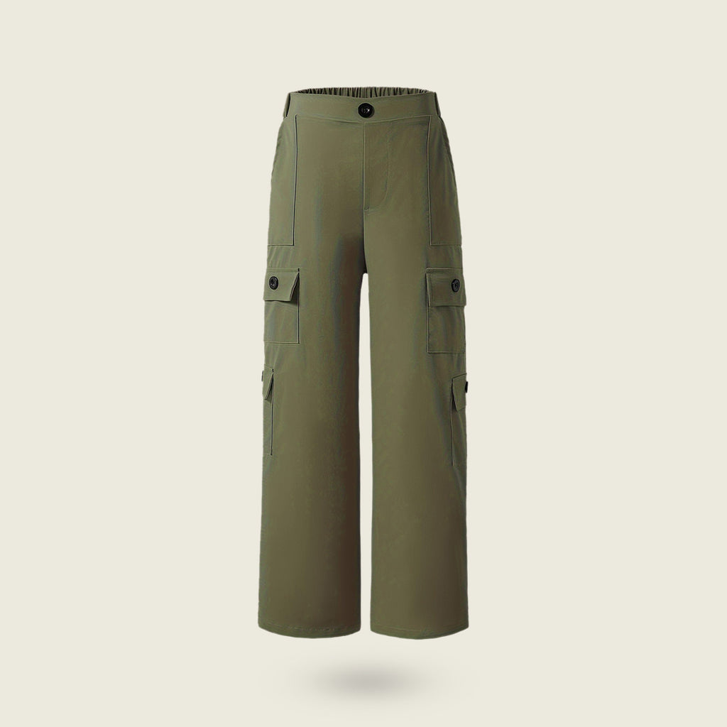 Girls Olive Green Solid Cargo Trouser Cargo Pants Olive 7-8 Y
