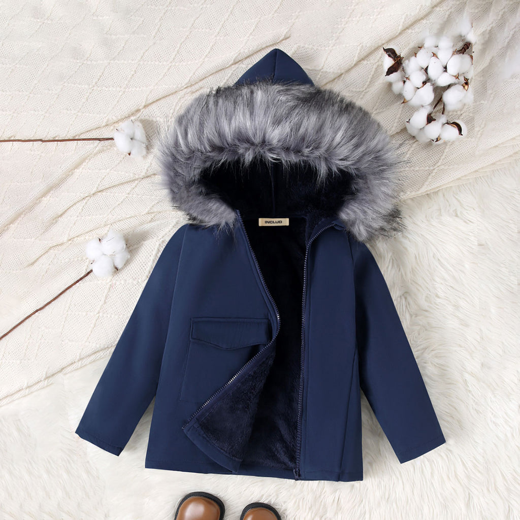 Girls Navy Blue Hooded Long Sleeve Jackets Coats & Jackets Navy Blue 3-4 Y