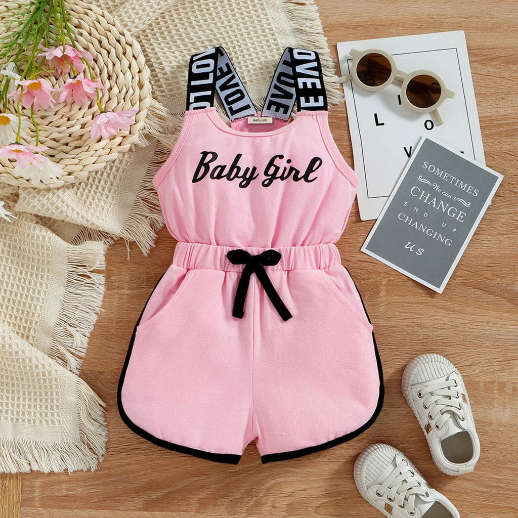 Girls Knitted Above Knee Jumpsuit Jumpsuits Pink 1-2 Y 