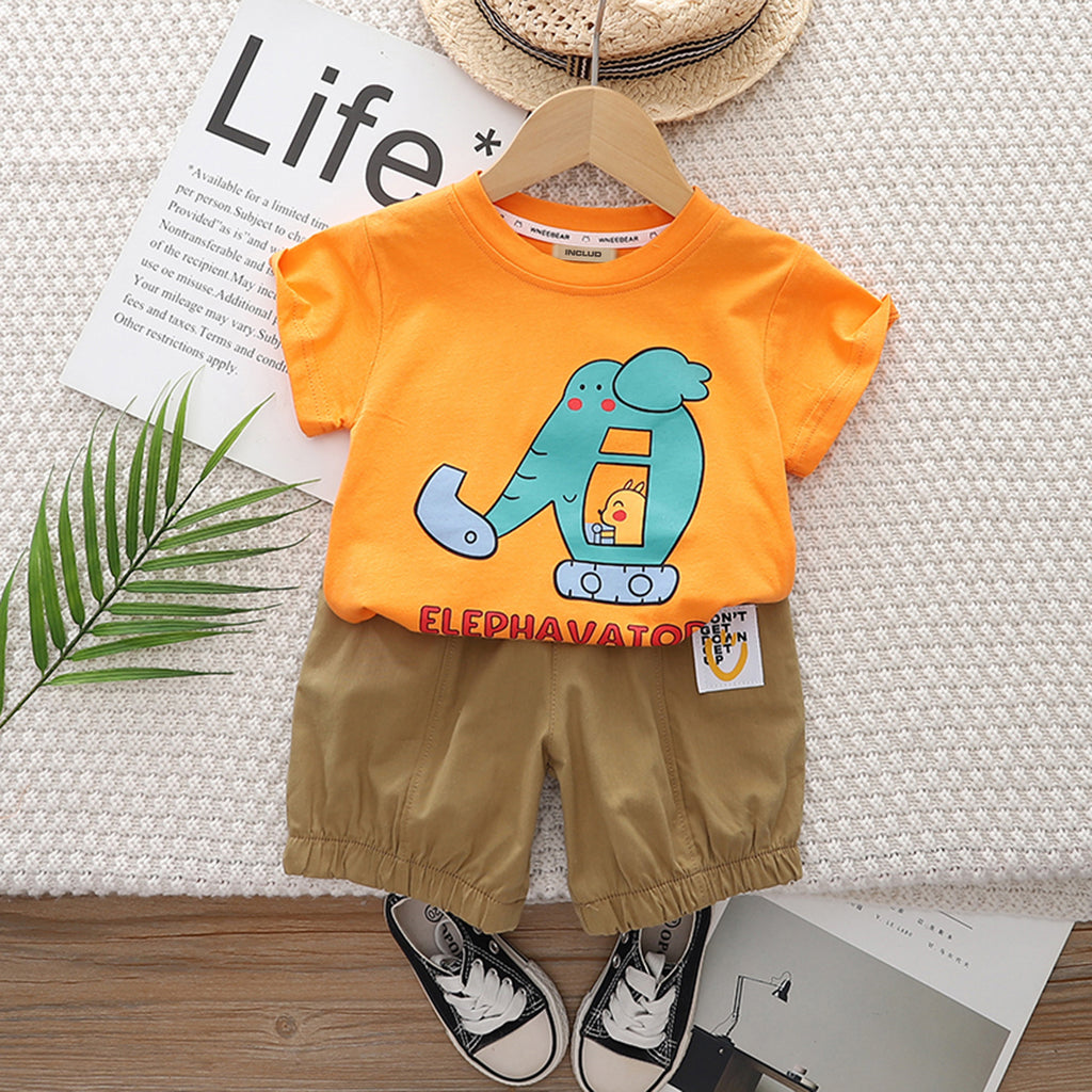 Boys Orange Short Sleeve Graphic T-Shirt With Shorts Set 2 pc. Sets Orange 1-2 Y