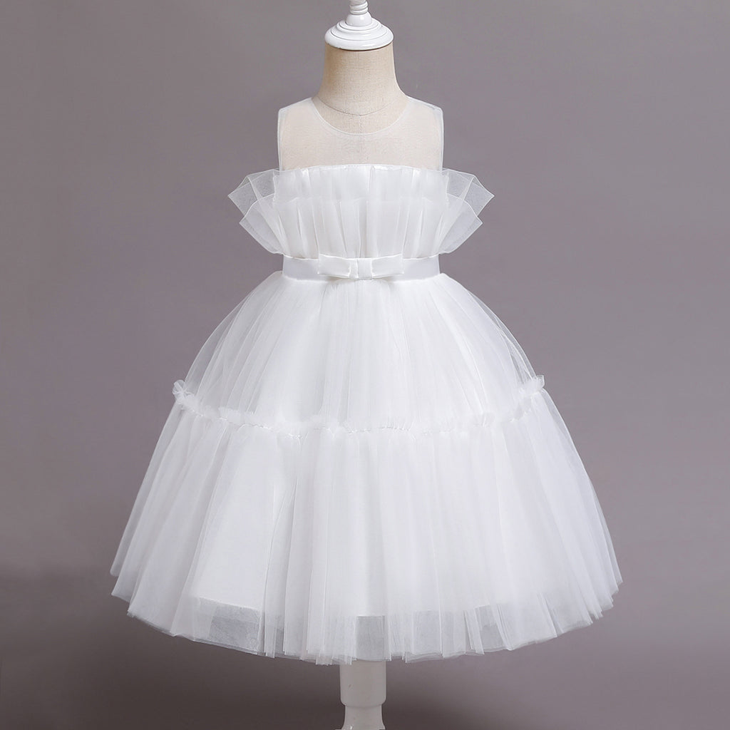 Girls Sleeveless Fit & Flare Dress Party Dresses White 1-2 Y 