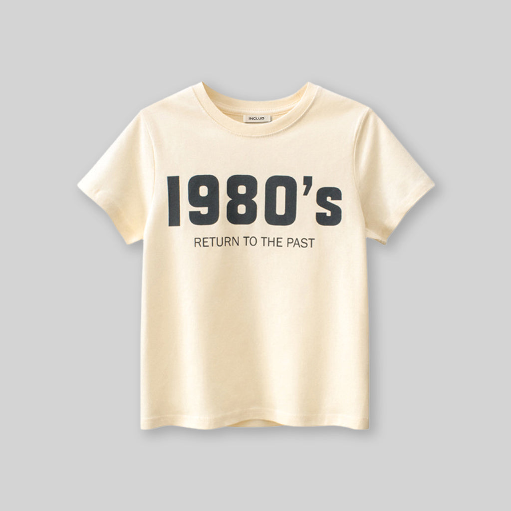 Boys Typography Print Short Sleeves T-shirt Tshirts Beige 7-8 Y 
