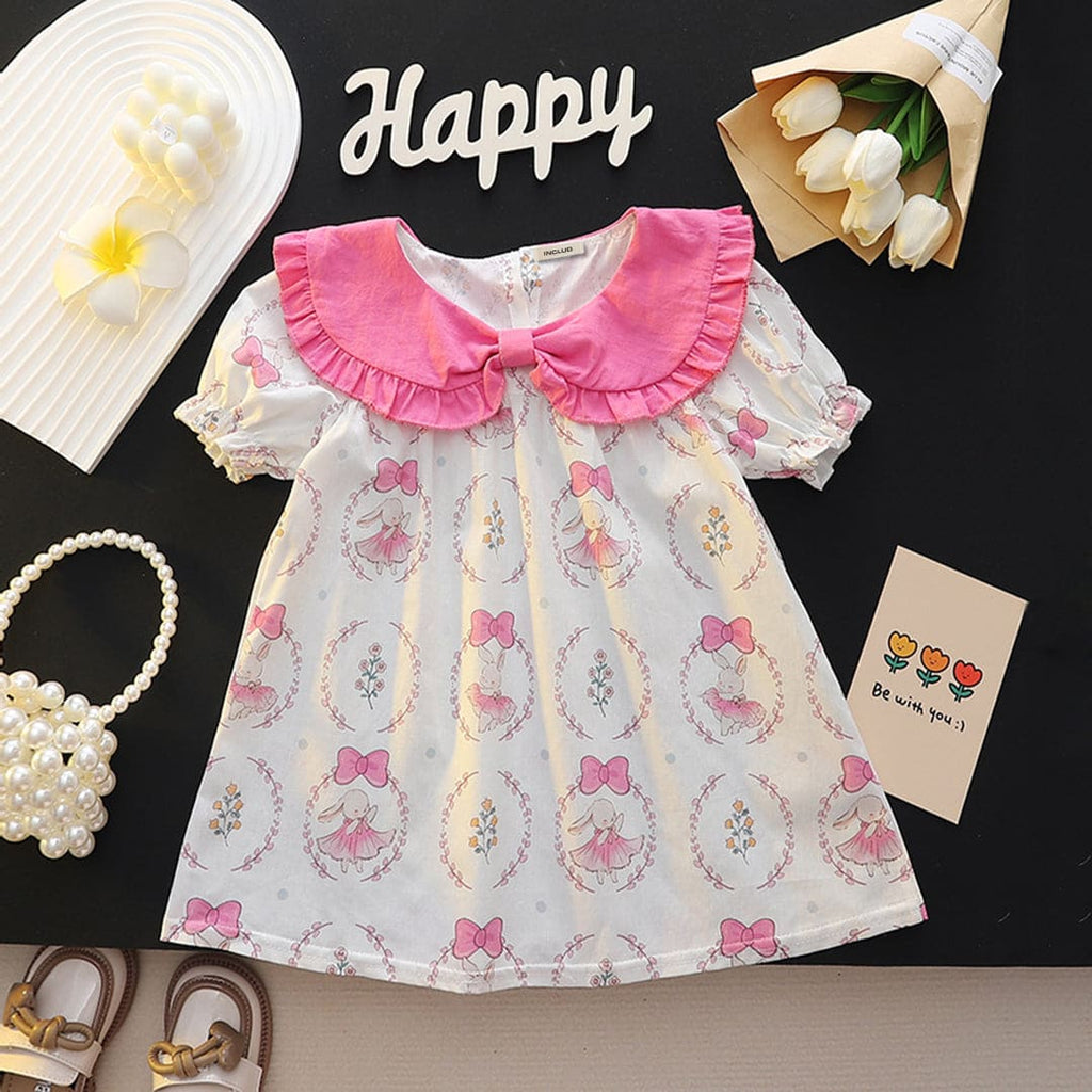 Girls Printed A-line Casual Dress Casual Dresses Pink 1-2 Y 