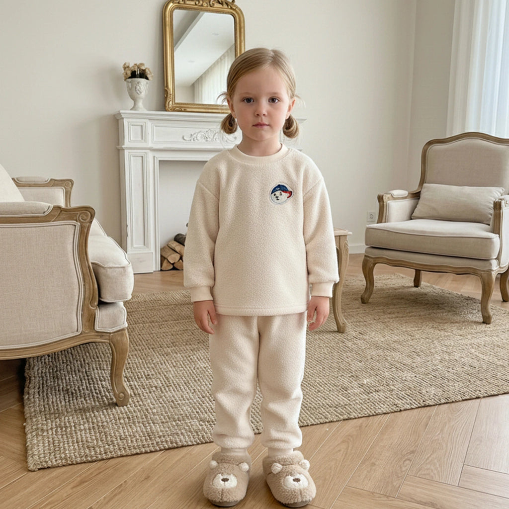 Girls Beige Long Sleeves T-Shirt With Jogger Co-ord Sets Sets Beige 1-2 Y