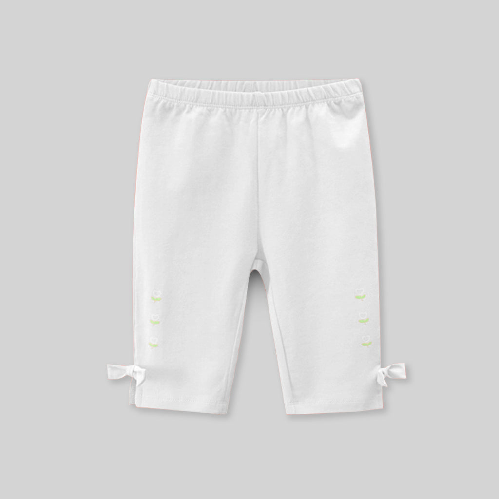 Girls Printed Knee Length Capri Capris White 1-2 Y 