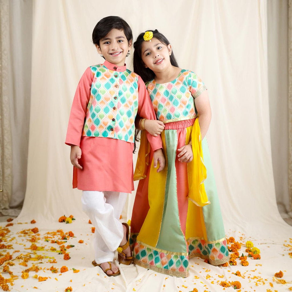 Multicolor Kurta Pyjama & Lehenga Sibling Set Siblings Set Multicolor 3-4 Y 3-4 Y