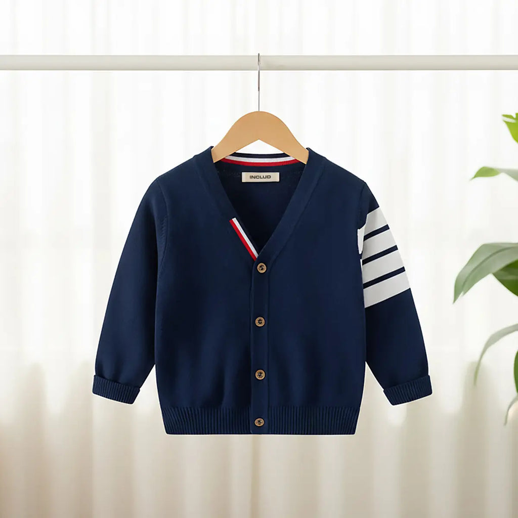 Boys Navy Blue Knited Cardigan Sweaters & Cardigans Navy Blue 1-2 Y
