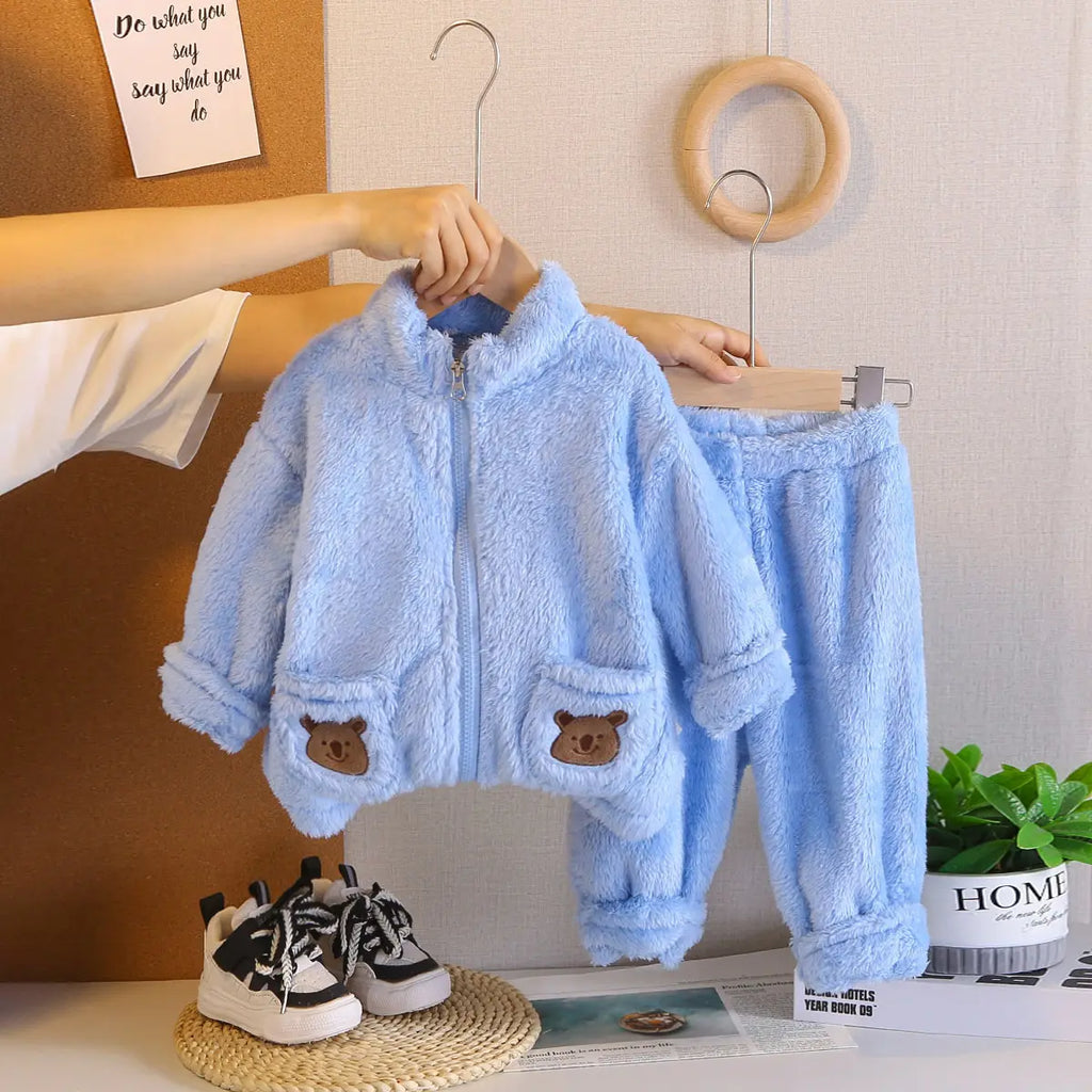 Boys Light Blue Fleece Zip-up Jacket With Jogger Co-ord Sets Sets Light Blue 2-3 Y