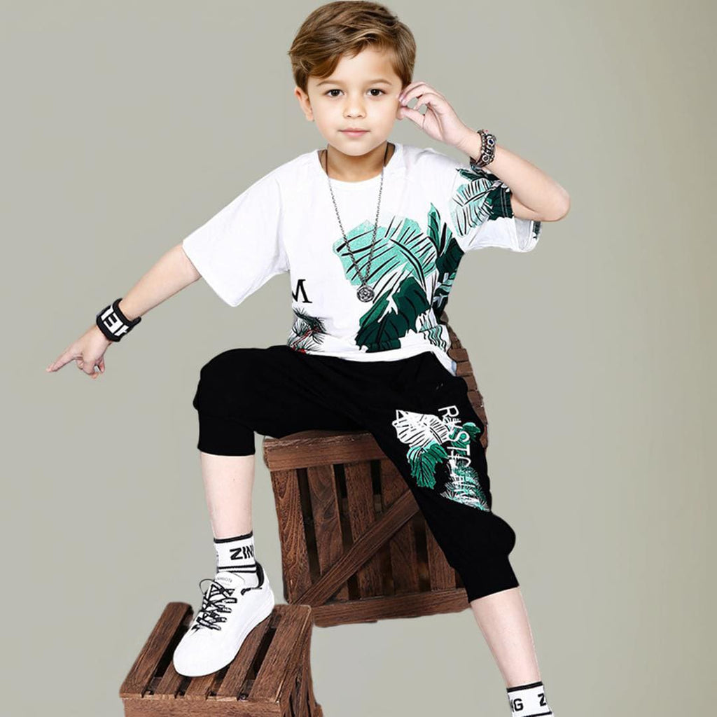 Boys Printed T-shirt & Shorts Set Sets White 4-5 Y 