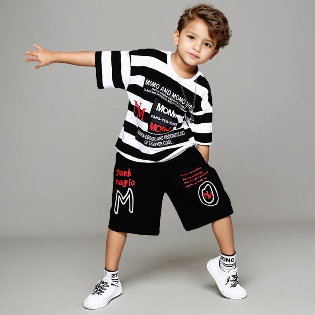 Boys Alphabet Printed T-Shirt With Elasticated Shorts Sets White 3-4 Y 