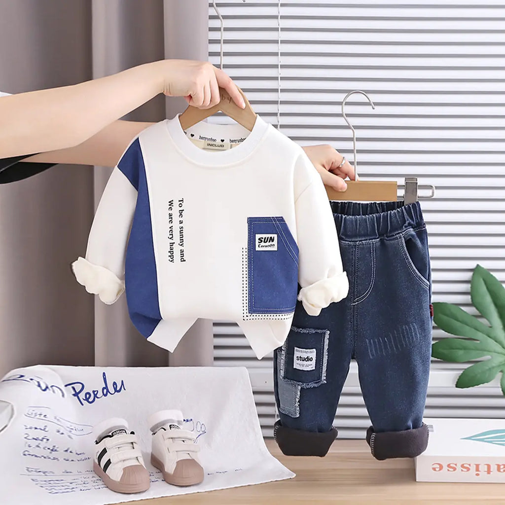 Boys' Cotton Blend Winter Sweatshirt Set by Includ