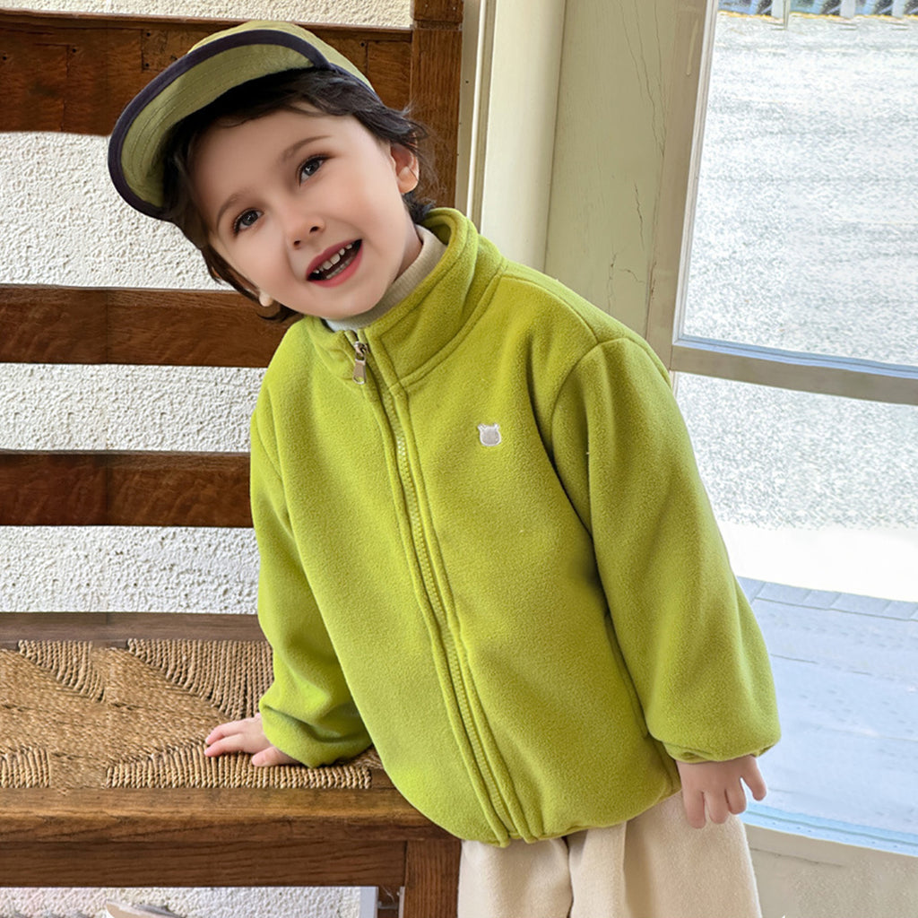 Boys Green Fleece Zipper Jacket Coats & Jackets Green 1-2 Y