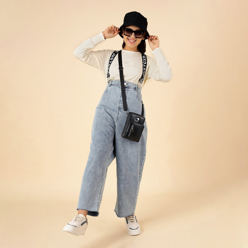 Girls Denim Dungaree Casual Dresses Blue 2-3 Y 