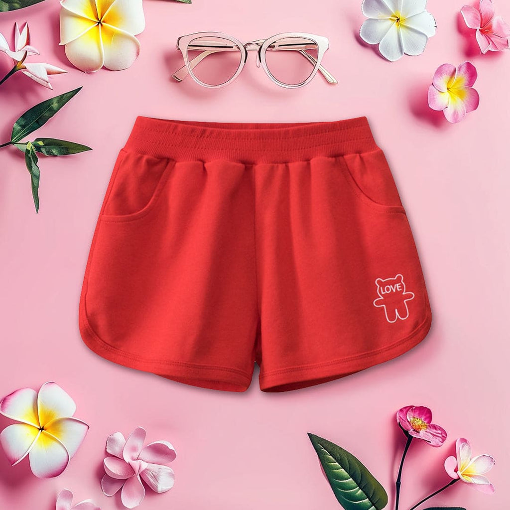 Girls Knitted Shorts Shorts Red 1-2 Y 