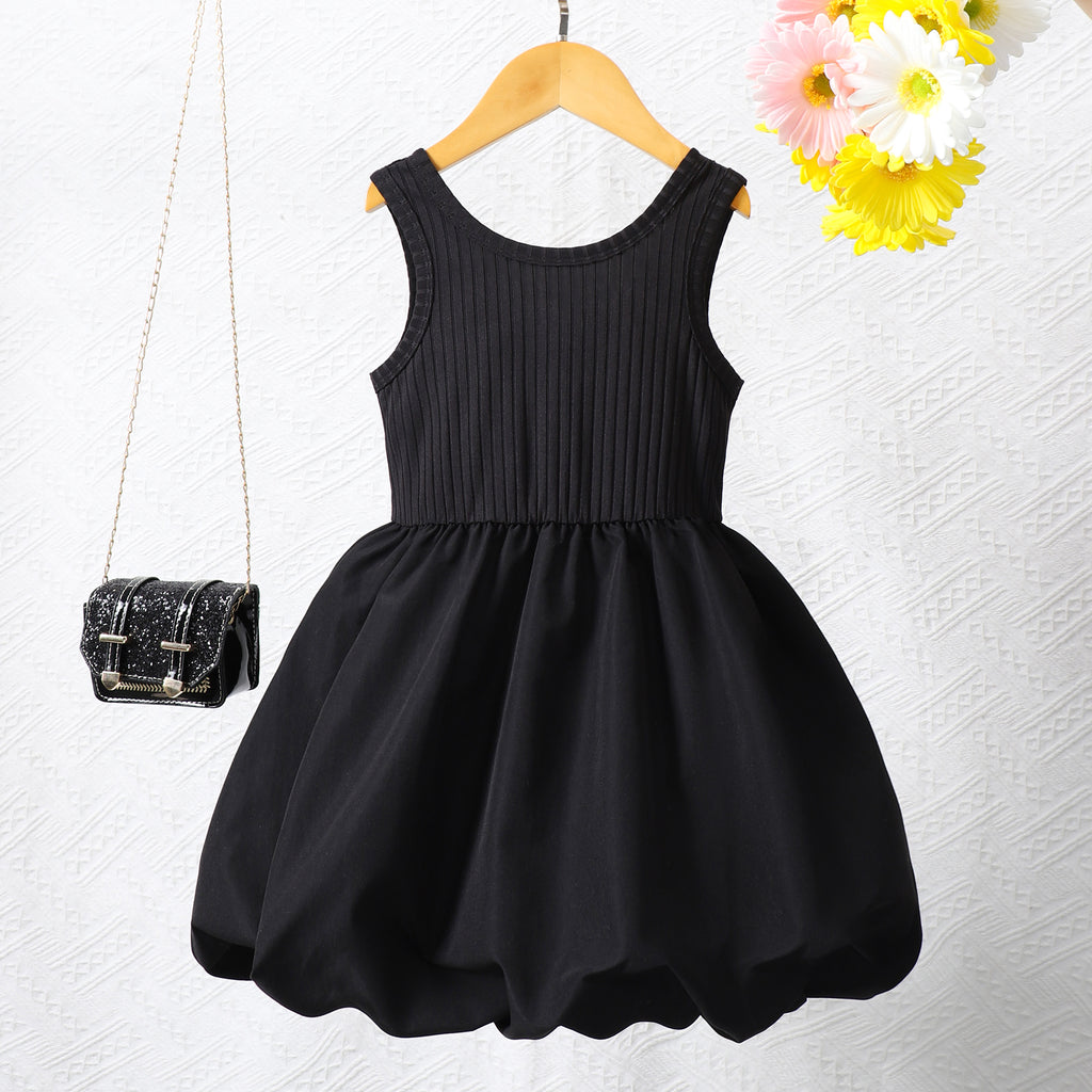 Girls Black Sleeveless Balloon Dress Casual Dresses Black 2-3 Y