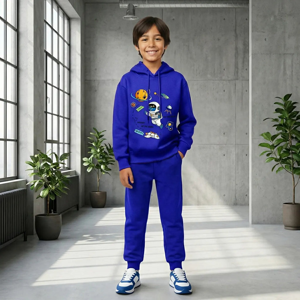 Boys Royal Blue Space Graphics Fleece Sweatshirt With Joggers Sets 2 pc. Sets Royal Blue 1-2 Y