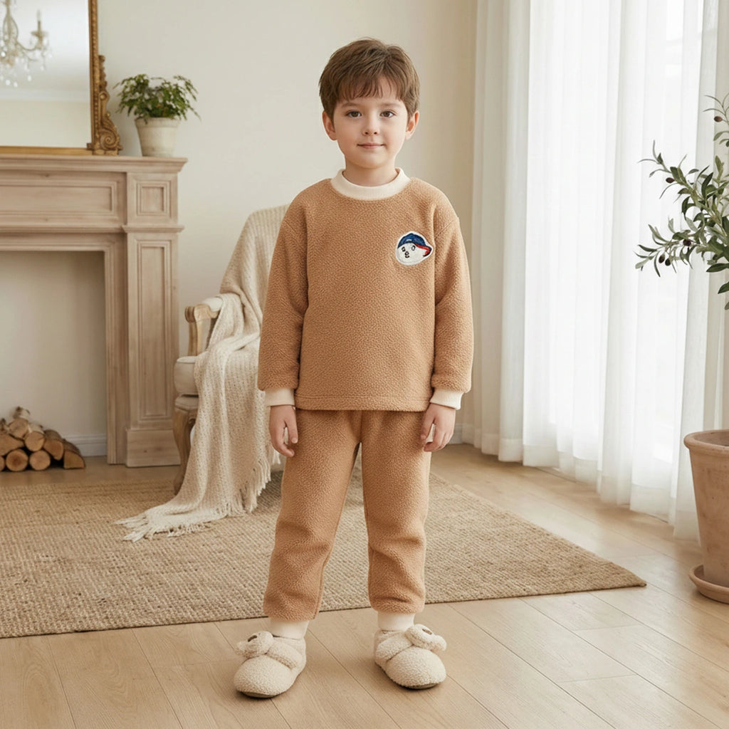Boys Brown Long Sleeves T-Shirt With Jogger Co-ord Sets Sets Brown 1-2 Y