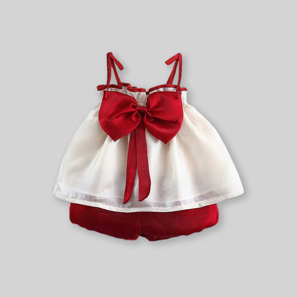 Girls Sleeveless Top With Bow & Shorts Set 2 pc. Sets Beige 1-2 Y 