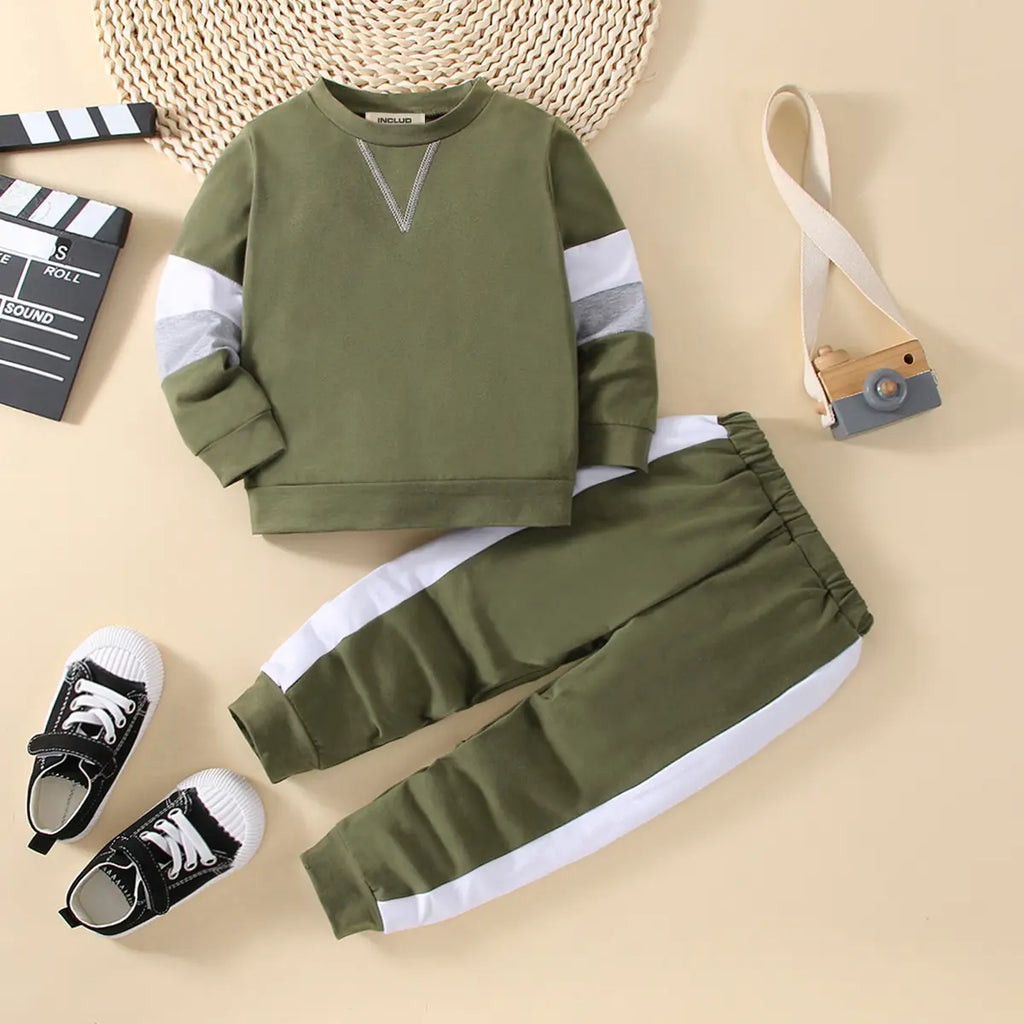 Boys Olive Green Sweatshirt With Jogger Co-ord Sets Sets Olive 1-2 Y