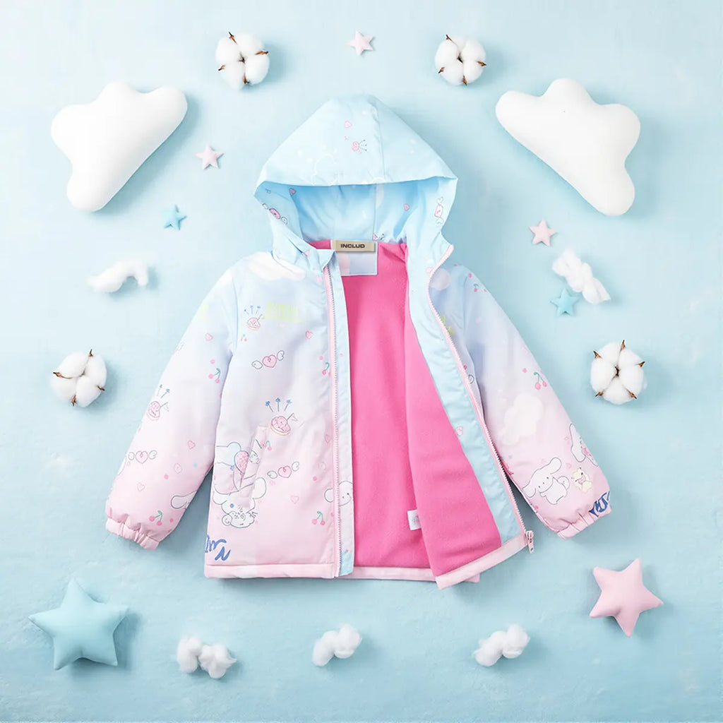 Girls Pink Cinnamoroll Cartoon Printed Hooded Zipper Jacket Coats & Jackets Pink 3-4 Y