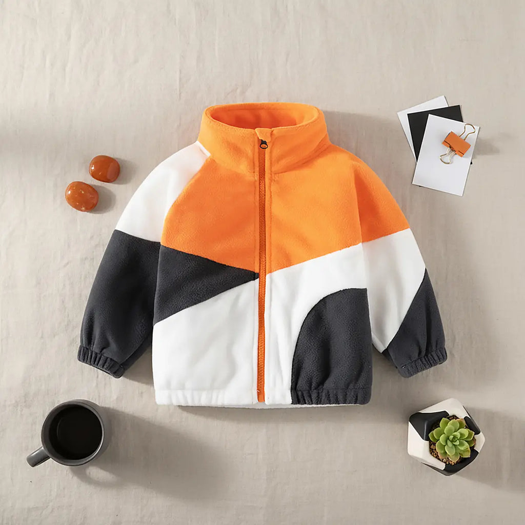 Boys Multicolor Colorblocked Fleece Zip-up Jacket Coats & Jackets Multicolor 1-2 Y